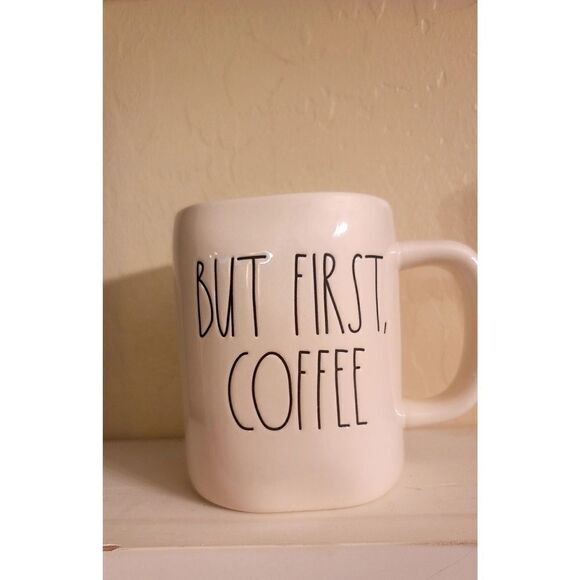 Rae Dunn  BUT FIRST COFFEE white coffee cup - Picture 8 of 12